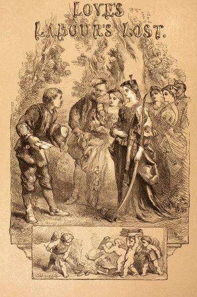 「イラストレイテッド・ライブラリー・シェイクスピア」からの愛の労働の喪失のイラスト、ロンドン1890年発行 作： John Gilbert
